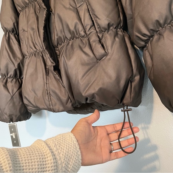 Women’s GAP puffer jacket brown with removable hood - Picture 2 of 10